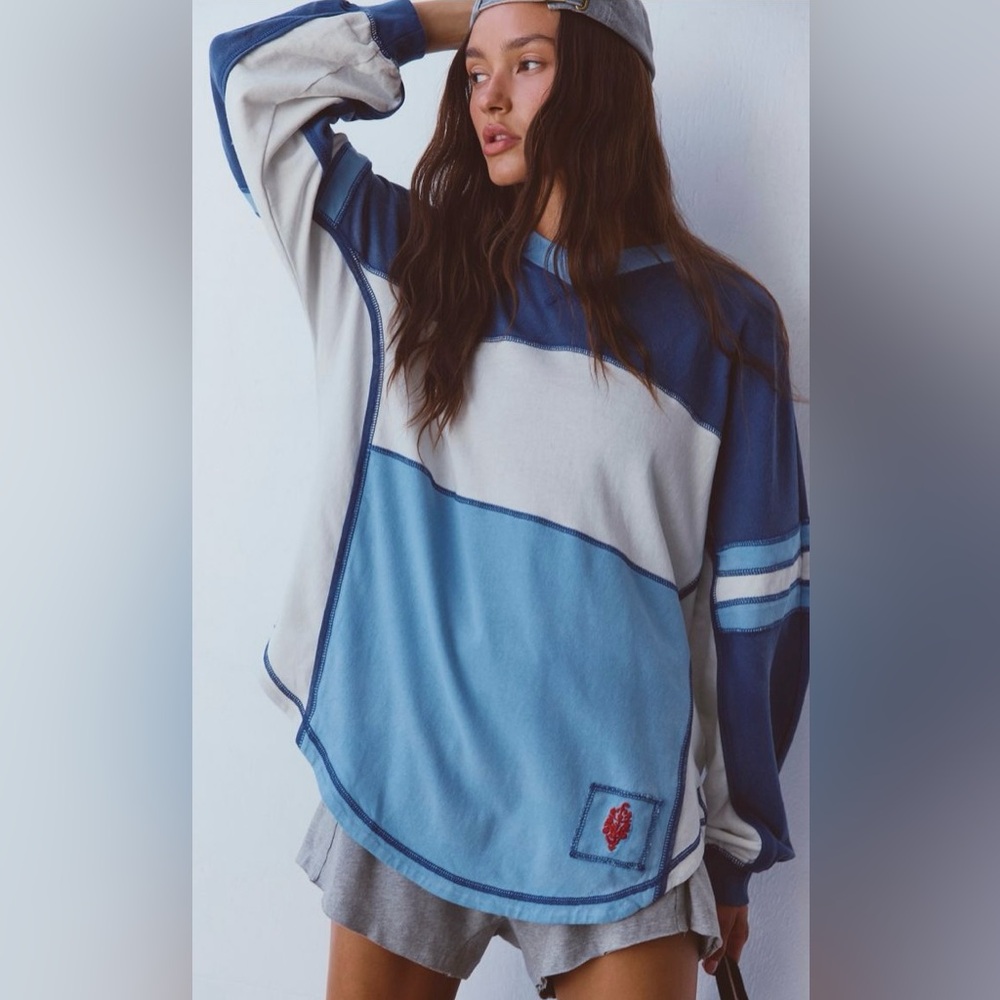 FP Movement by Free People Rugby Ready Washed Indigo Layer ~ XS ~ NWT - Picture 9 of 11